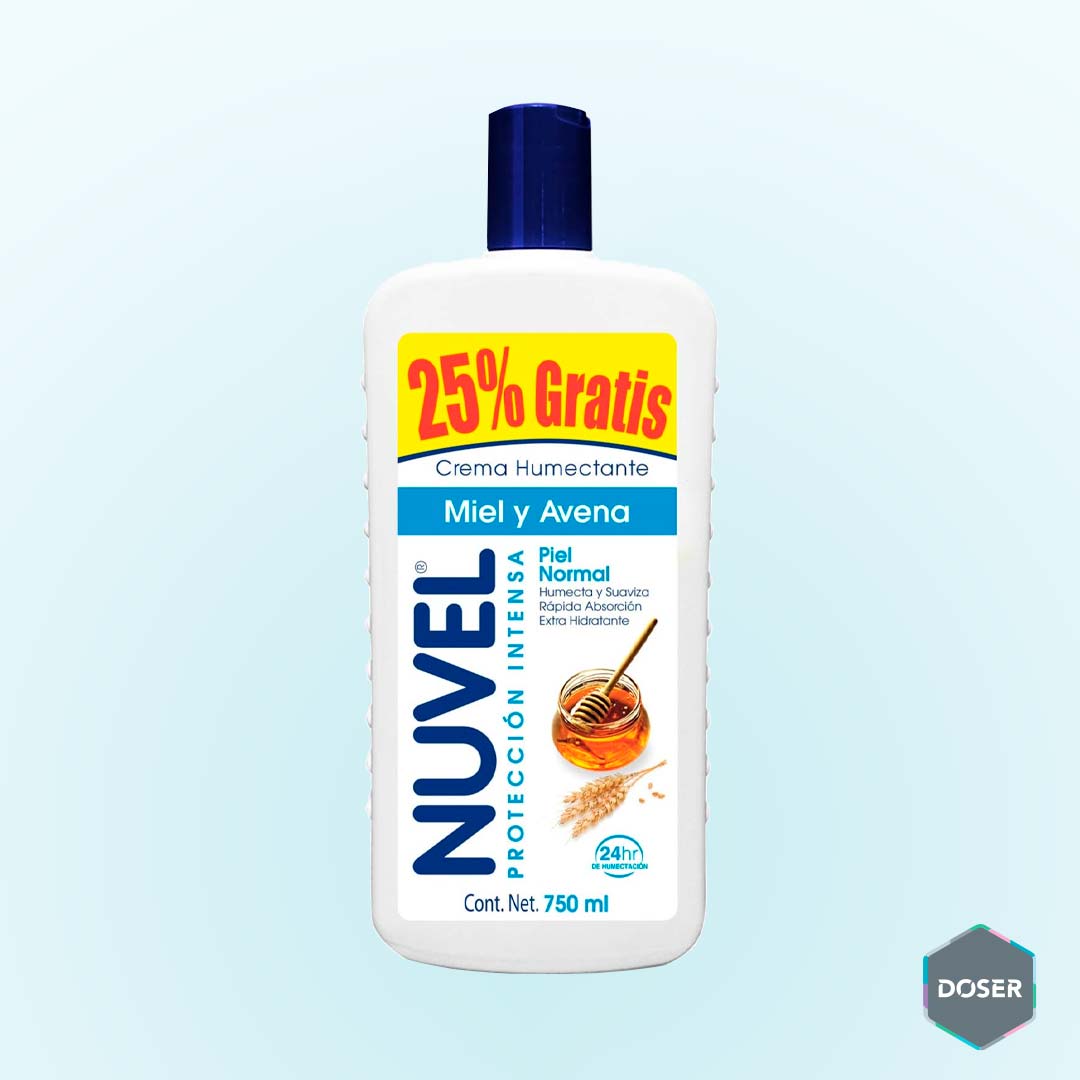 Nuvel Crema Corporal e Hidratante Facial con Miel y Avena – 750 ml