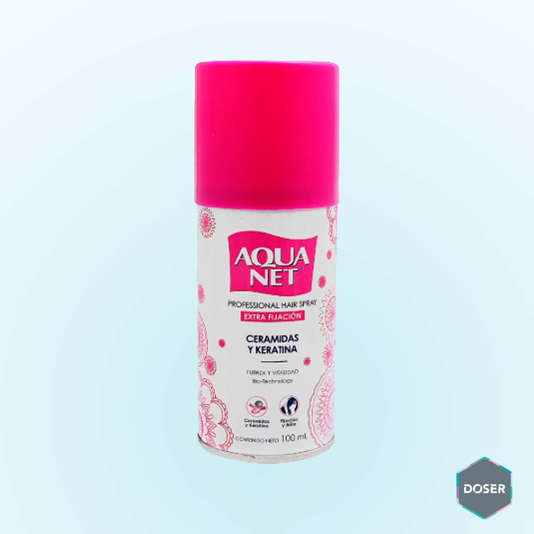 Spray Fijador Aqua Net con Ceramidas y Keratina – 100 ml: Fijación Estética para Presentación Final